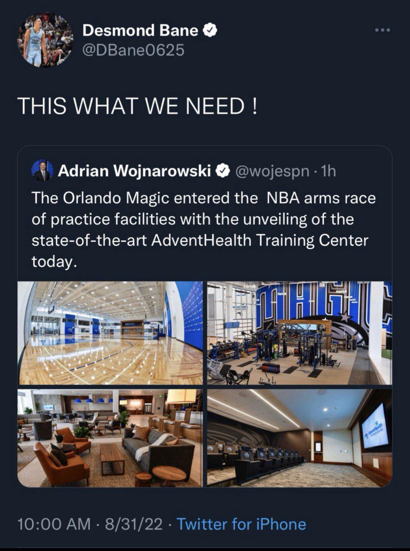 贝恩：灰熊训练馆连窗户都没有像地牢 而魔术有真正的训练馆