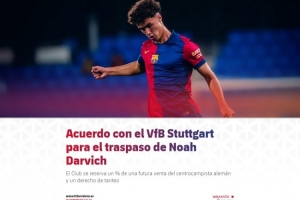开云在线-巴萨官方：18岁中场达维希加盟斯图加特 保留二转分成&amp;优先回购权