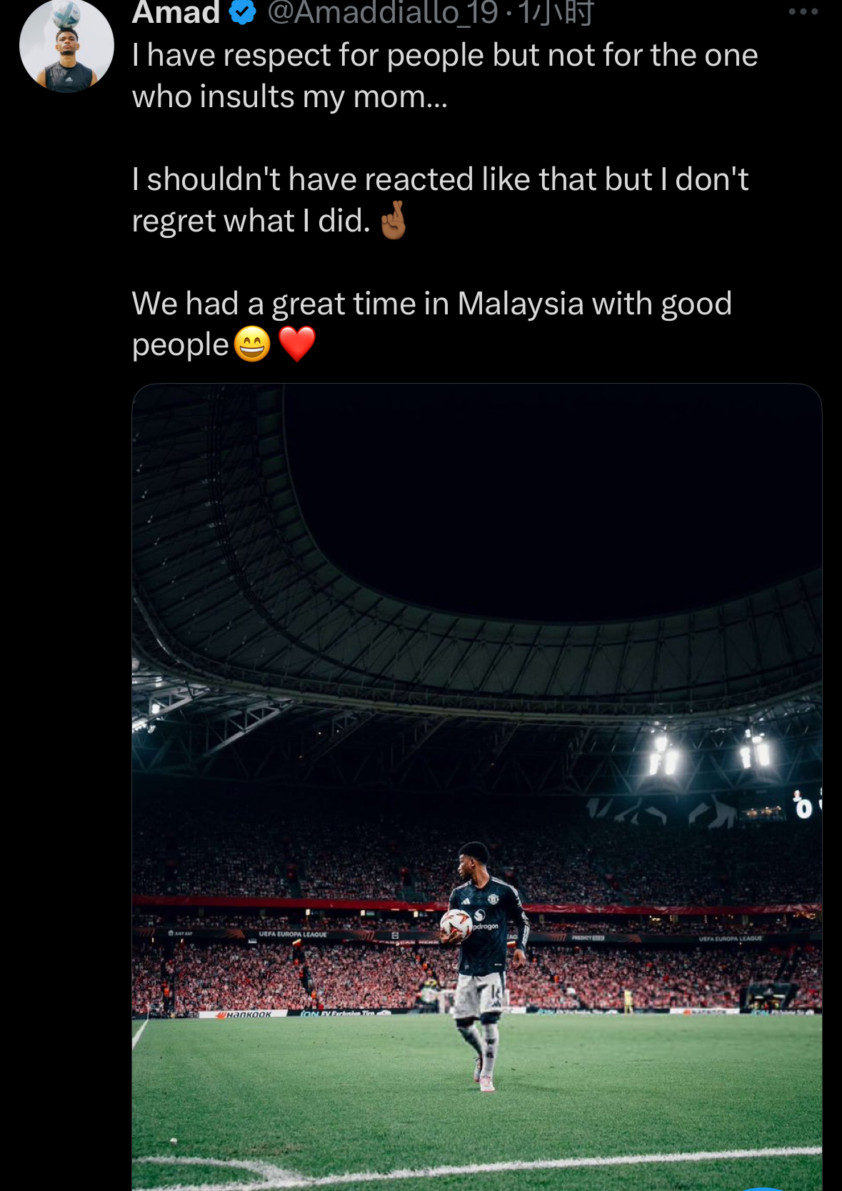 kaiyun-迪亚洛社媒回应竖中指：我不会尊重侮辱我母亲的人，我并不后悔