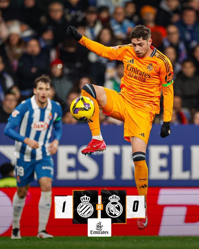 【西甲】皇马客场爆冷0比1不敌西班牙人，吕迪格伤退